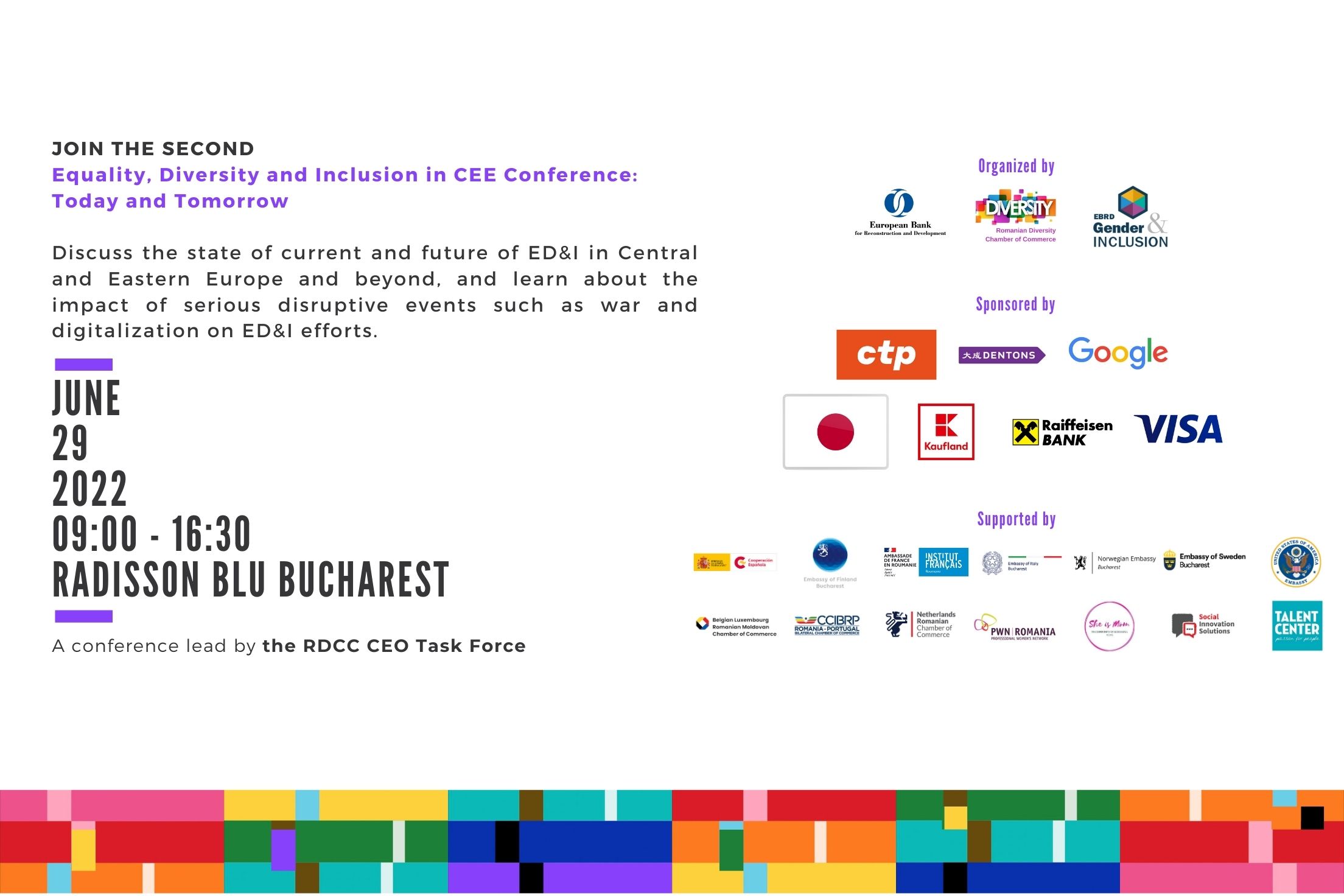 Upcoming event on ED&I Regional Conference in CEE Europe: Today and Tomorrow, by RDCC & EBRD