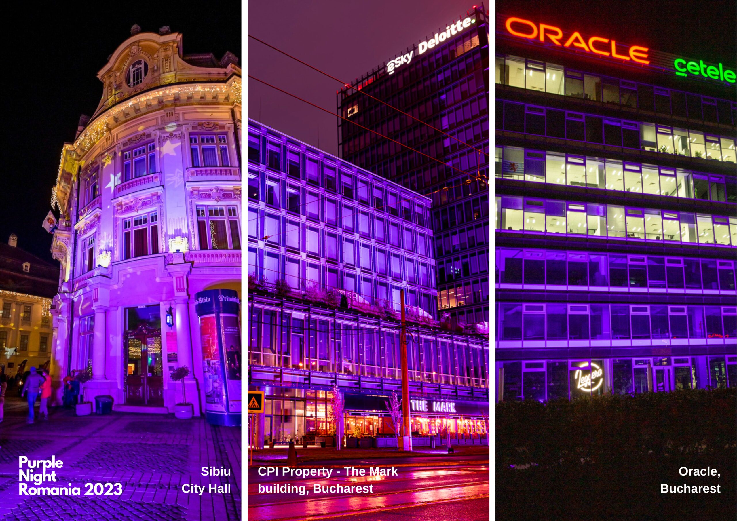 89 buildings lit up in purple in honour of International Day of Persons with Disabilities for Purple Night Romania 2023
